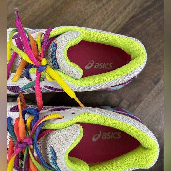 Asics Women’s White Running Shoes with Purple, Mint & Neon Accents Size 7.5 - Picture 3 of 5